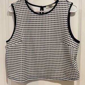 Oasis Monochrome Checkered Crop Black White Tank Top size small